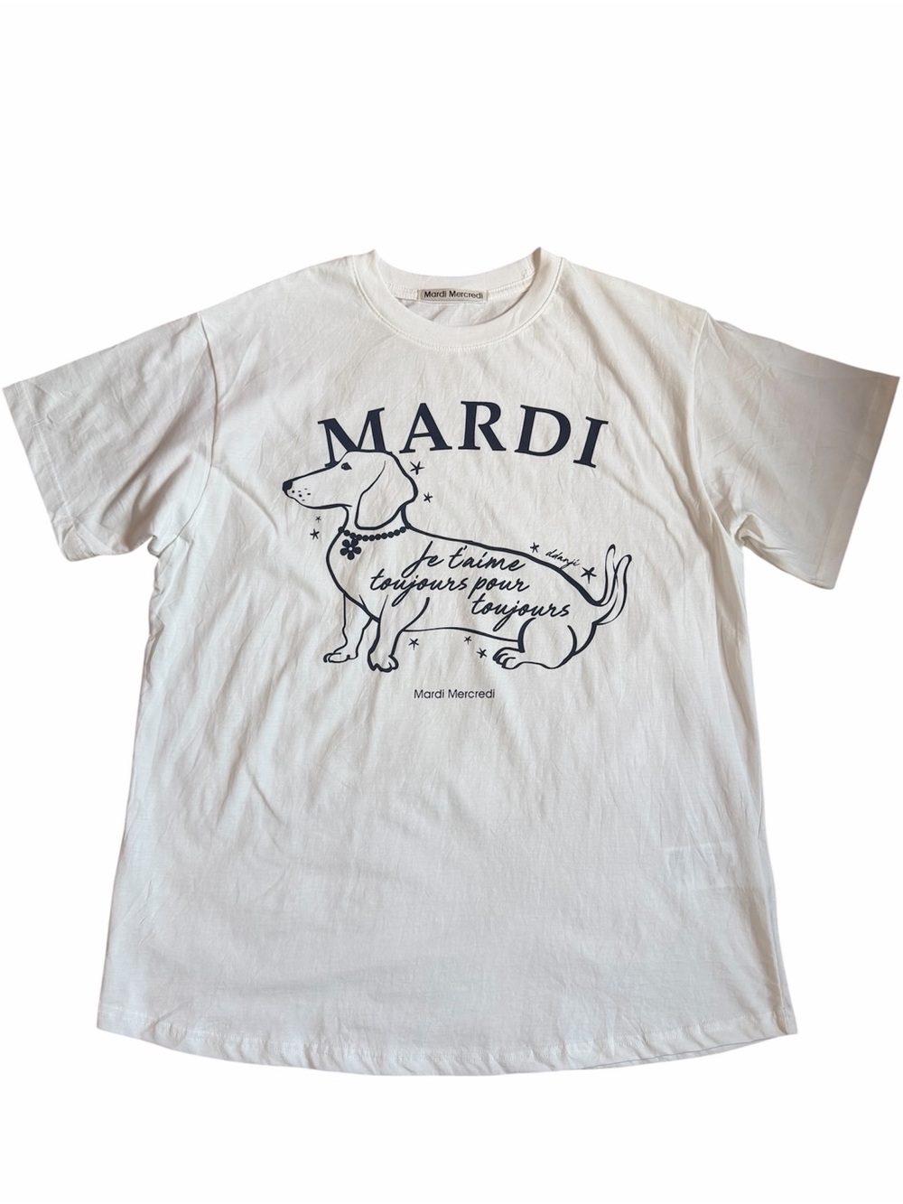 Mardi Mercredi Off White Dog Graphic Tee One Size